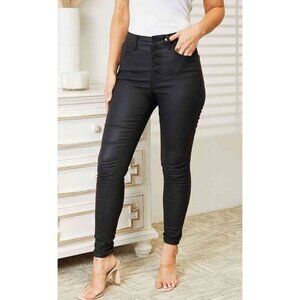 Kancan High Rise Black Coated Ankle Skinny Jeans NWT 9/28